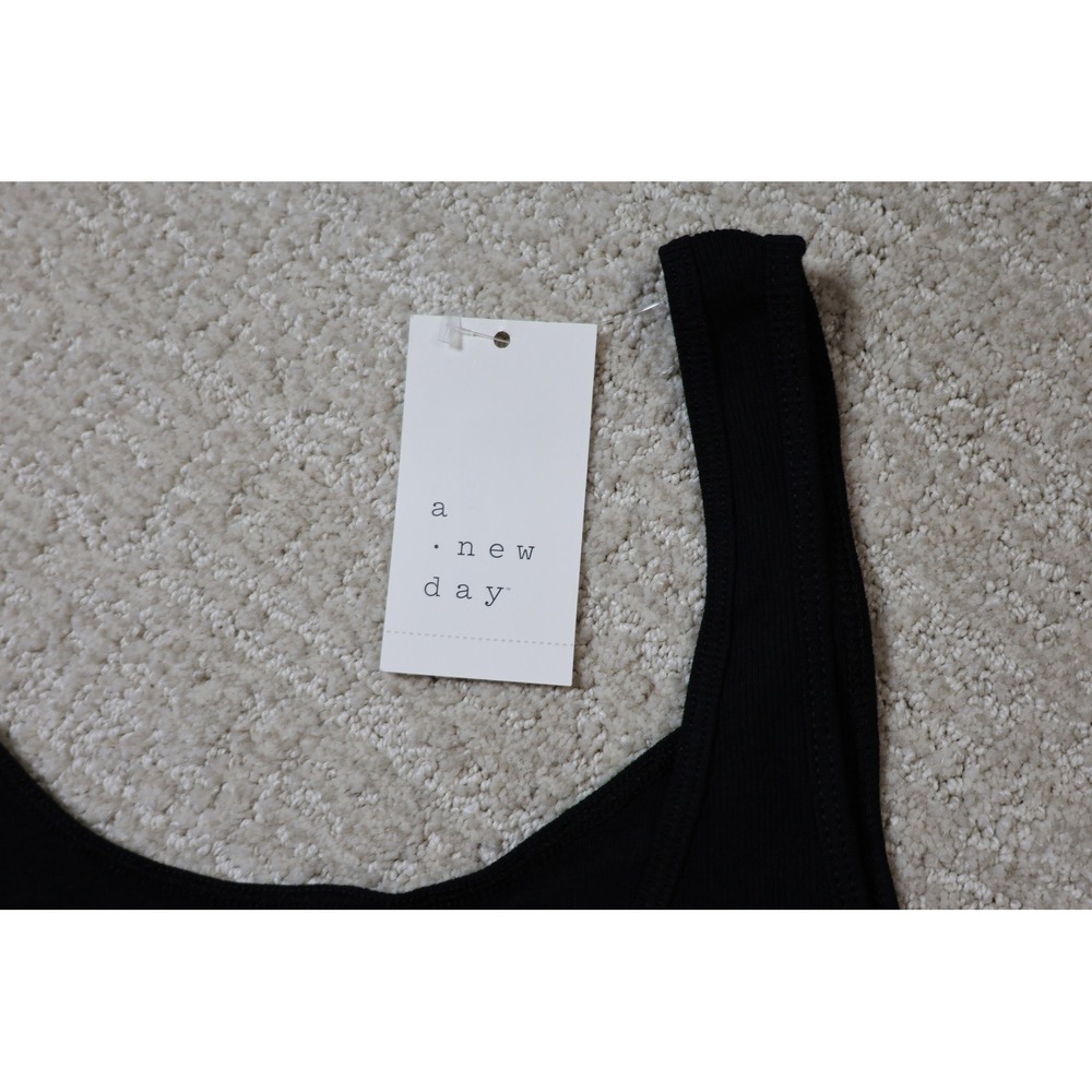 A New Day Womens Black Ribbed Tank Top Scoop Neck Sleeveless Z956WW Size Large - Picture 3 of 6